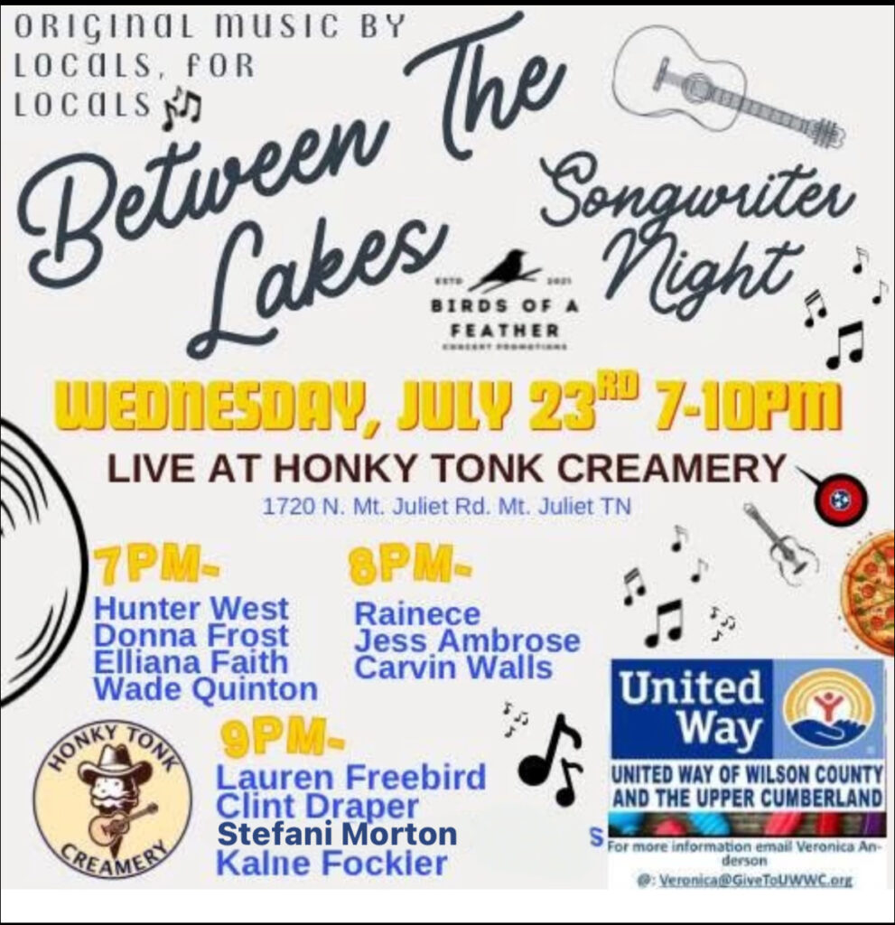 a concert show poster for live at the honky tonk creamery